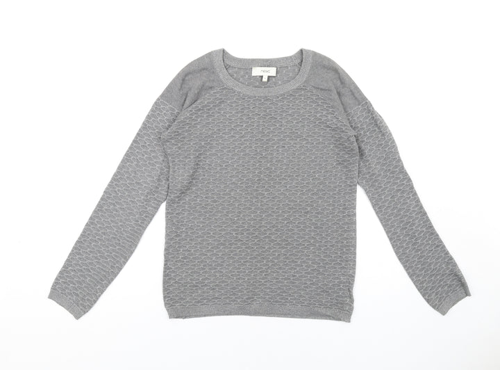 NEXT Womens Grey Crew Neck Cotton Pullover Jumper Size 8