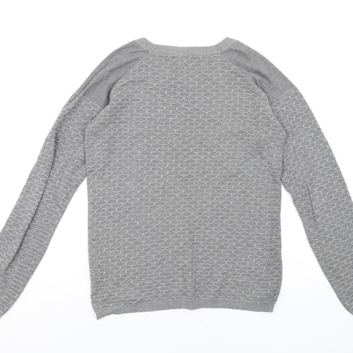 NEXT Womens Grey Crew Neck Cotton Pullover Jumper Size 8
