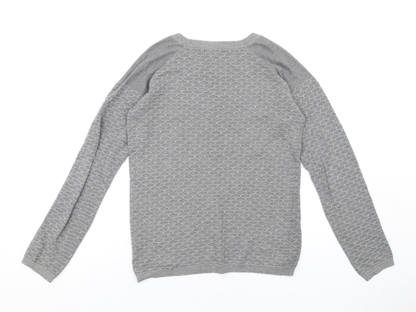 NEXT Womens Grey Crew Neck Cotton Pullover Jumper Size 8