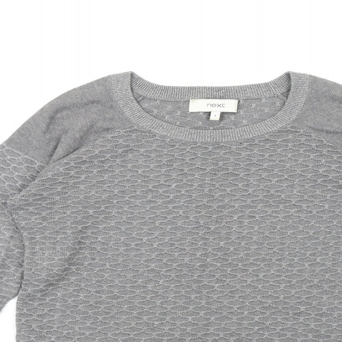 NEXT Womens Grey Crew Neck Cotton Pullover Jumper Size 8