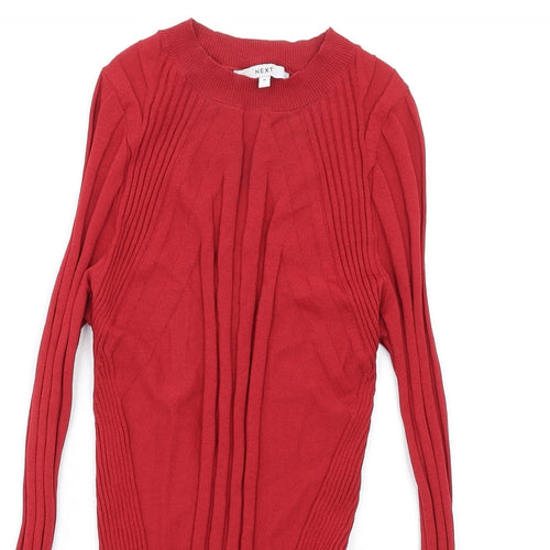 NEXT Womens Red Crew Neck Viscose Pullover Jumper Size M