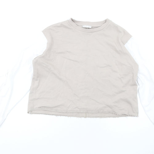 Zara Womens Beige Cotton Pullover Sweatshirt Size S Pullover