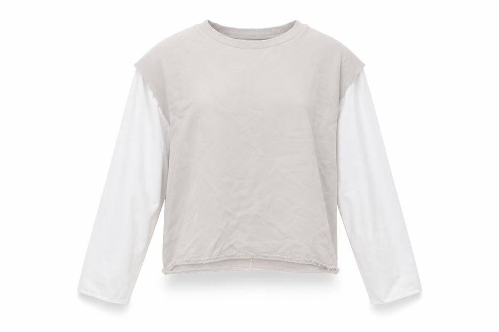 Front view of Zara women’s beige cotton pullover sweatshirt, size S, pullover