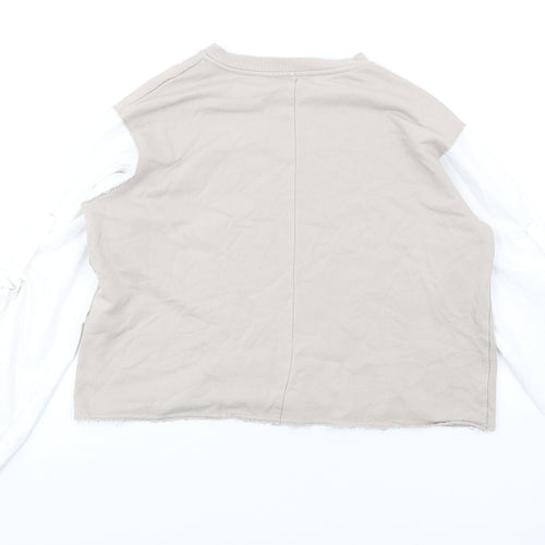 Zara Womens Beige Cotton Pullover Sweatshirt Size S Pullover