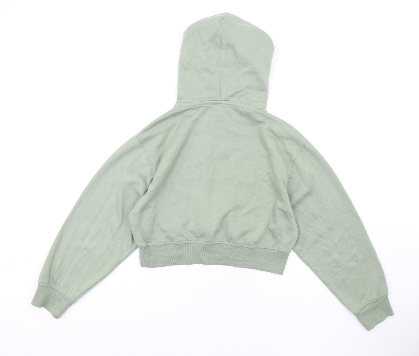 Zara Womens Green Cotton Pullover Hoodie Size M Pullover