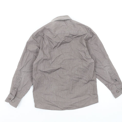 Banner Womens Grey Cotton Basic Button-Up Size 12 Collared