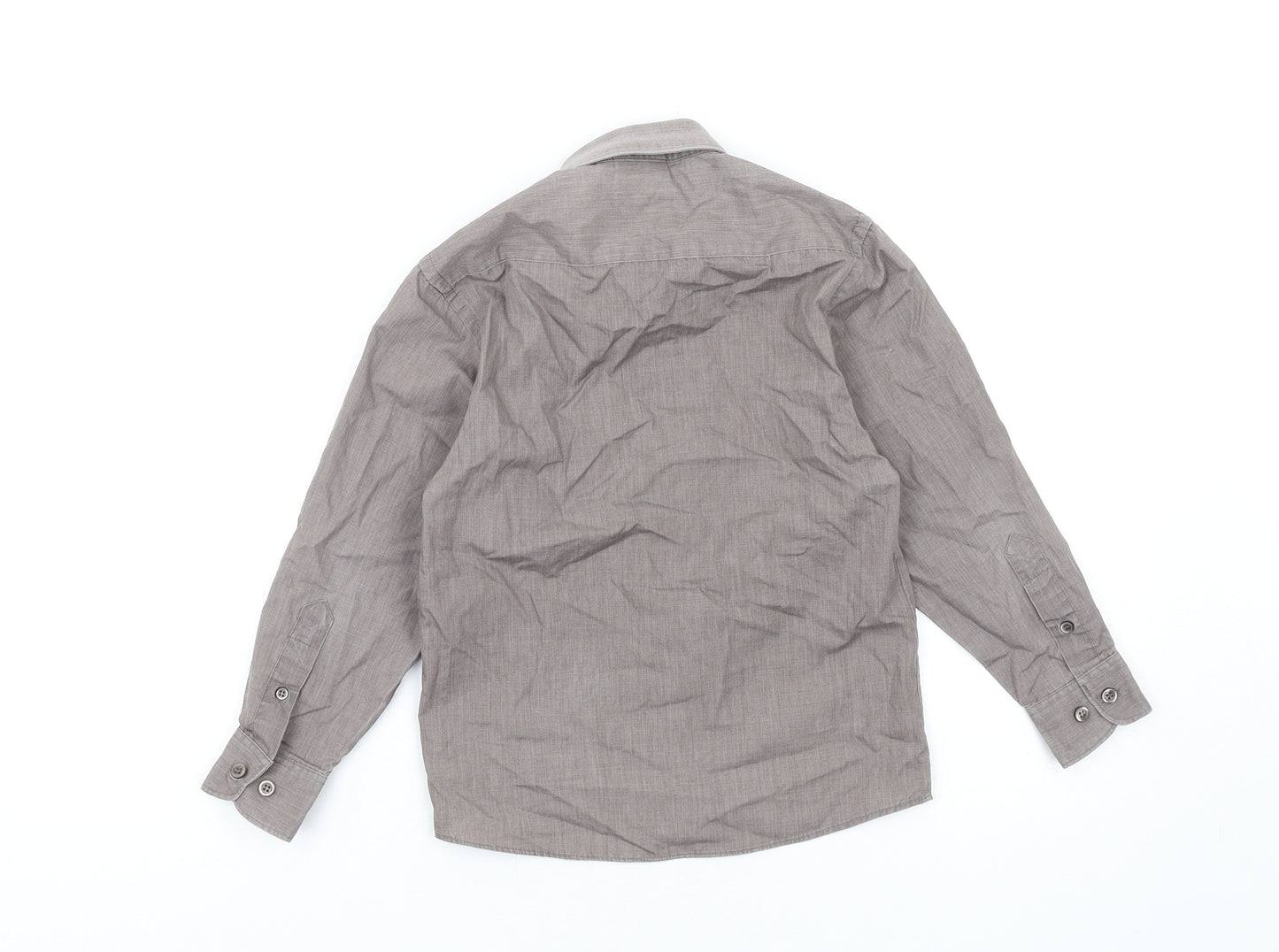 Banner Womens Grey Cotton Basic Button-Up Size 12 Collared
