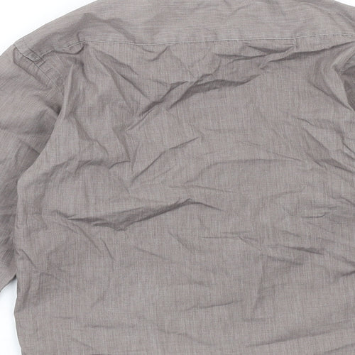 Banner Womens Grey Cotton Basic Button-Up Size 12 Collared