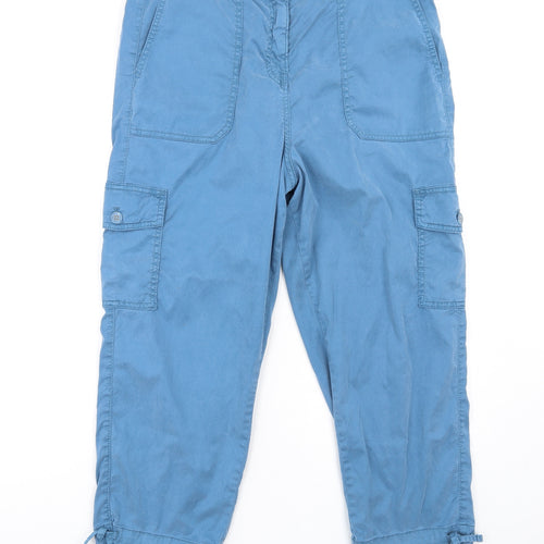 Marks and Spencer Womens Blue Lyocell Cargo Trousers Size 14 L25 in Regular Zip