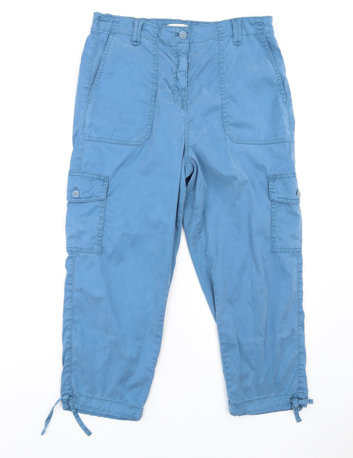 Marks and Spencer Womens Blue Lyocell Cargo Trousers Size 14 L25 in Regular Zip