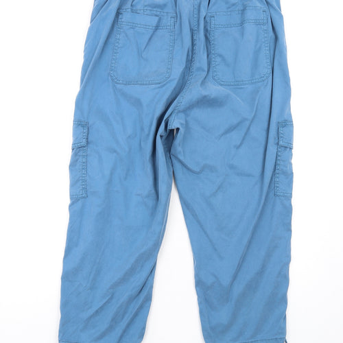 Marks and Spencer Womens Blue Lyocell Cargo Trousers Size 14 L25 in Regular Zip