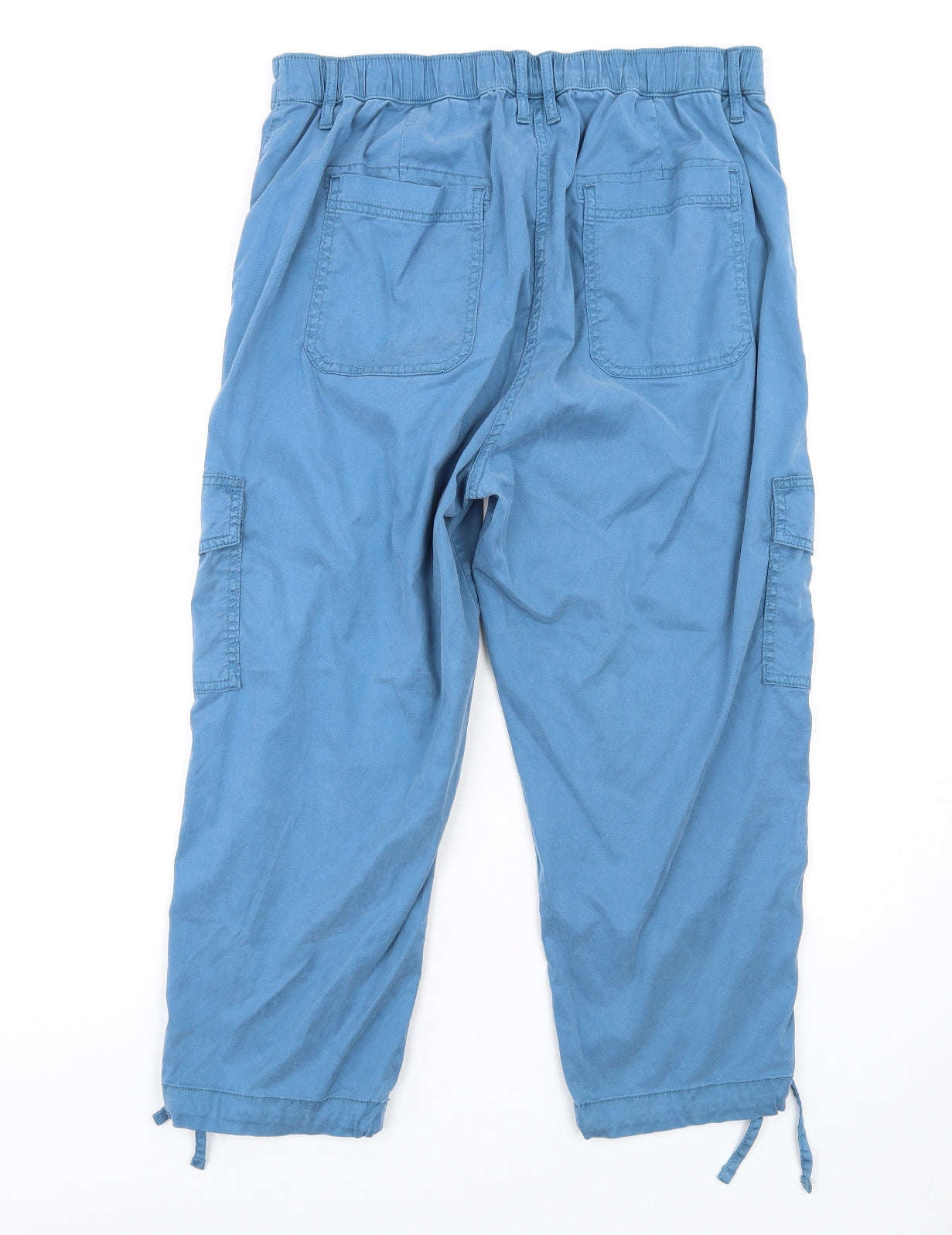 Marks and Spencer Womens Blue Lyocell Cargo Trousers Size 14 L25 in Regular Zip