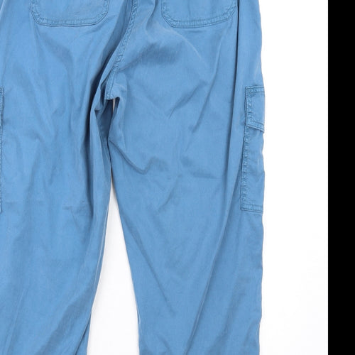 Marks and Spencer Womens Blue Lyocell Cargo Trousers Size 14 L25 in Regular Zip