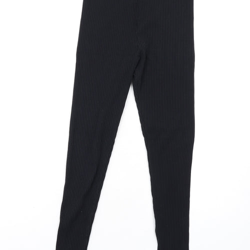 EDC Womens Black Cotton Carrot Leggings Size S L28 in - Ribbed