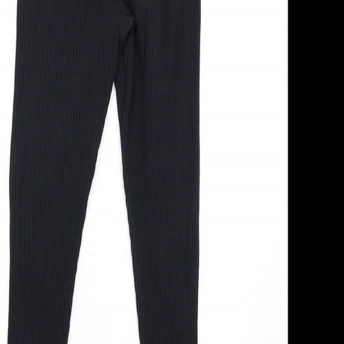 EDC Womens Black Cotton Carrot Leggings Size S L28 in - Ribbed