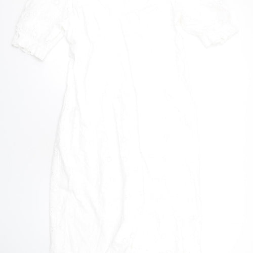 Nobody's Child Womens White Cotton A-Line Size 16 V-Neck Zip