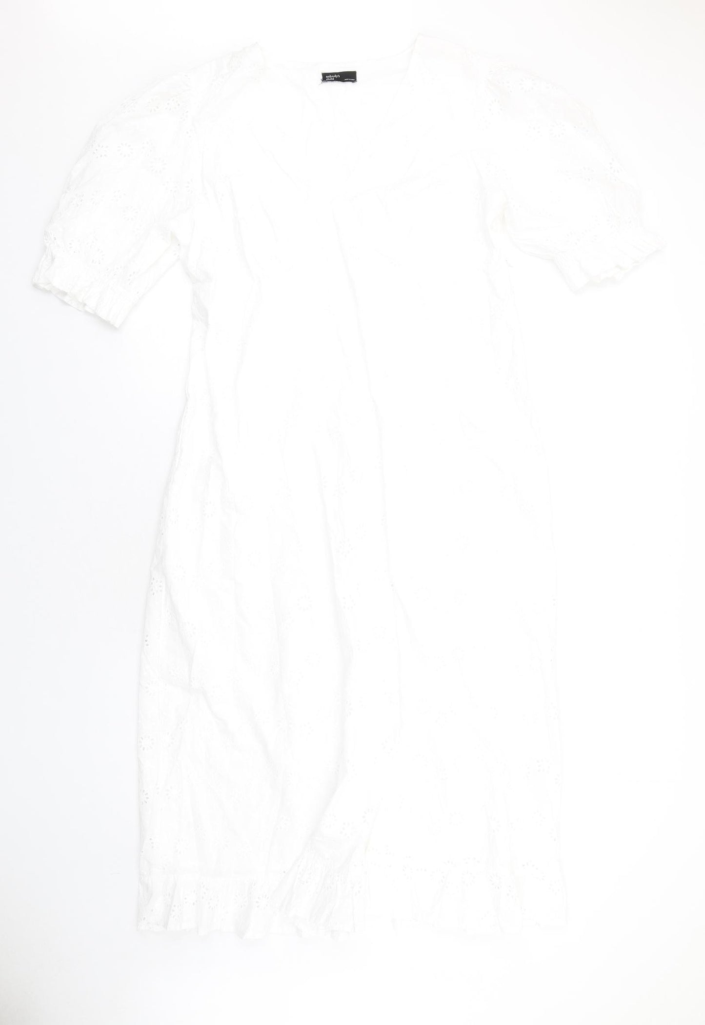 Nobody's Child Womens White Cotton A-Line Size 16 V-Neck Zip