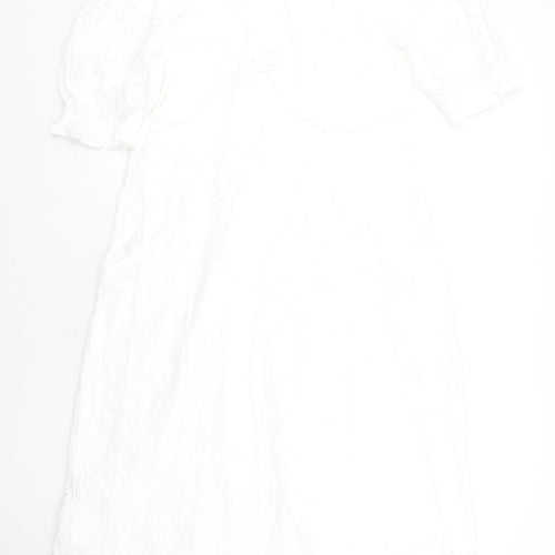Nobody's Child Womens White Cotton A-Line Size 16 V-Neck Zip