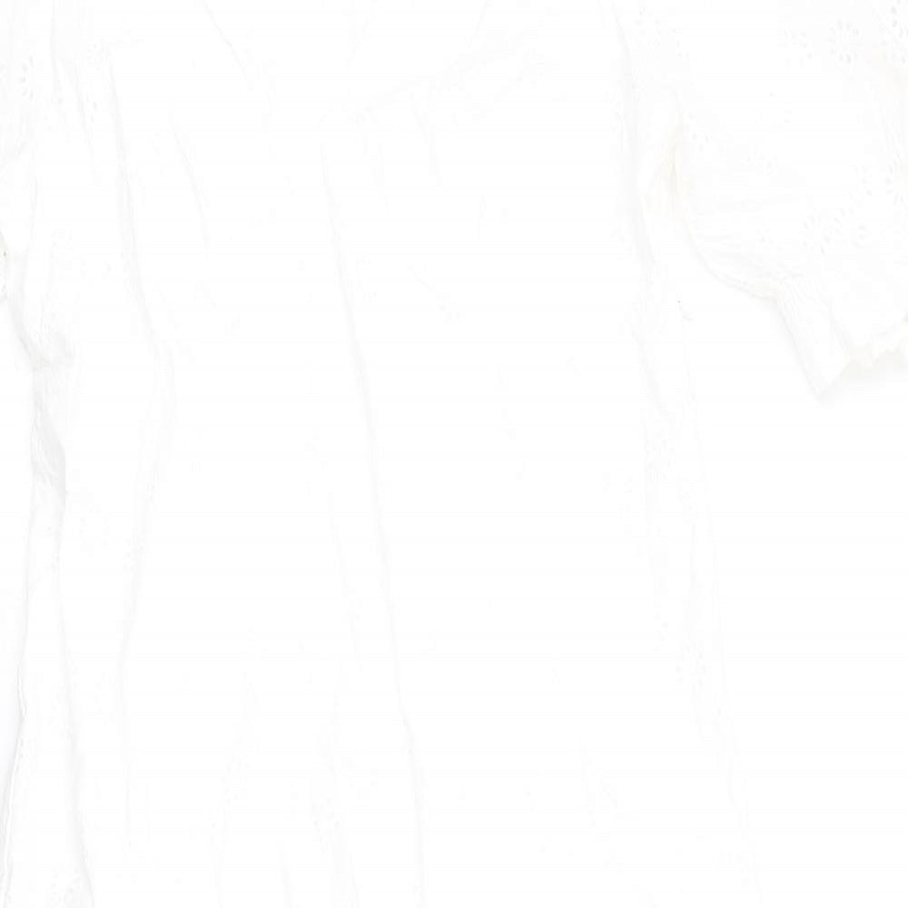 Nobody's Child Womens White Cotton A-Line Size 16 V-Neck Zip
