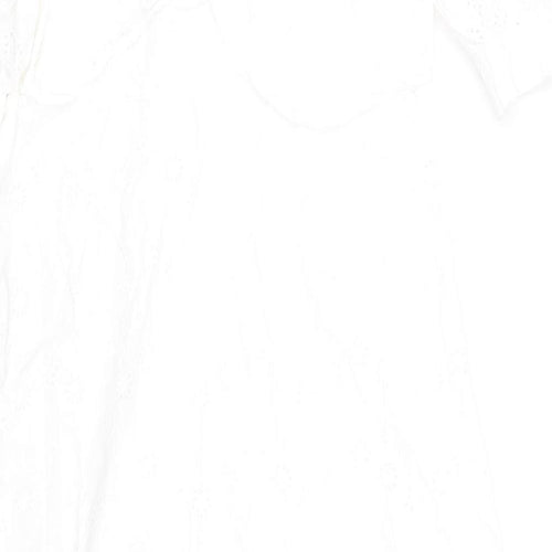 Nobody's Child Womens White Cotton A-Line Size 16 V-Neck Zip