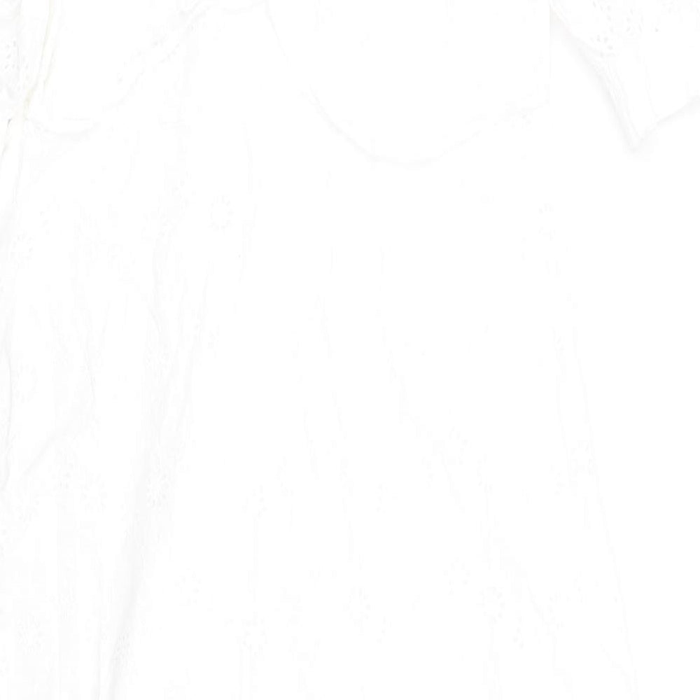 Nobody's Child Womens White Cotton A-Line Size 16 V-Neck Zip