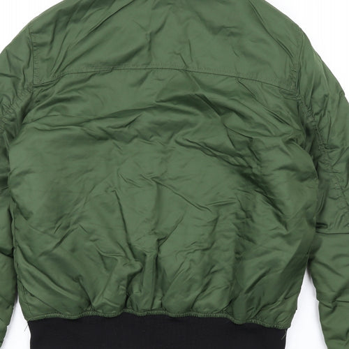 Brave Soul Womens Green Bomber Jacket Coat Size S Zip - Fur Collar