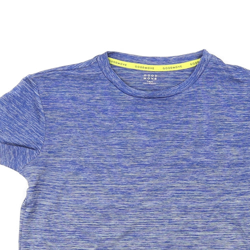 GOODMOVE Boys Blue Polyester Basic T-Shirt Size 7-8 Years Round Neck Pullover