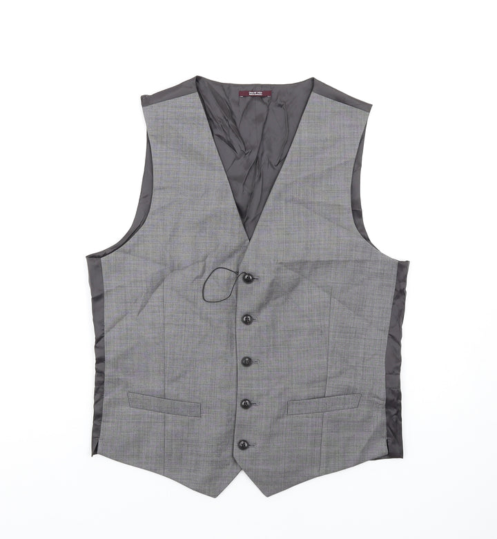 Marks and Spencer Mens Grey Wool Jacket Suit Waistcoat Size 38 Regular