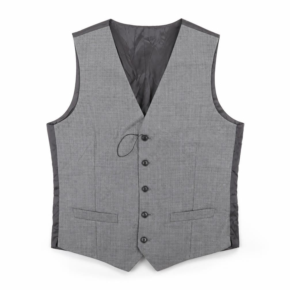 Front view of Marks & Spencer men’s grey wool jacket suit waistcoat, size 38, regular