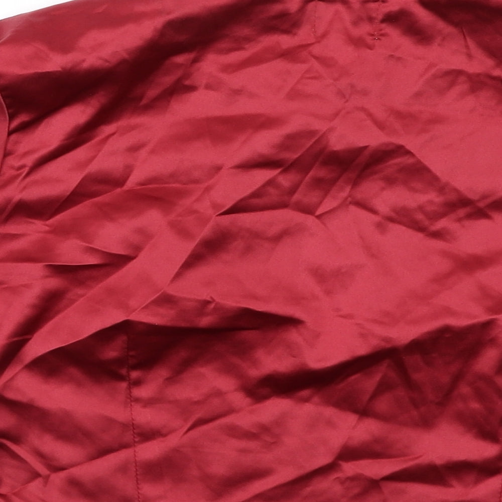 Narrated Womens Red Polyester Cropped T-Shirt Size XS Mock Neck