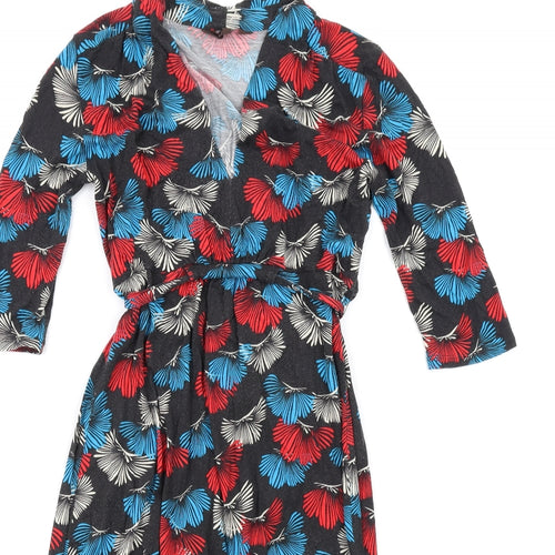 Phase Eight Womens Multicoloured Geometric Viscose A-Line Size 10 V-Neck Pullover