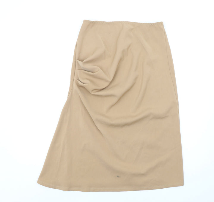 Baylis & Knight Womens Beige Polyester A-Line Skirt Size 14 - Ruched