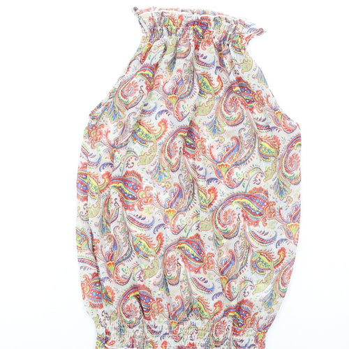 Select Womens Multicoloured Paisley Polyester Camisole Tank Size 12 Mock Neck