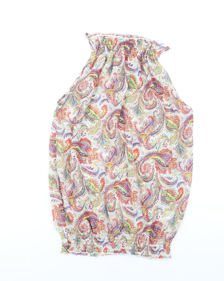 Select Womens Multicoloured Paisley Polyester Camisole Tank Size 12 Mock Neck