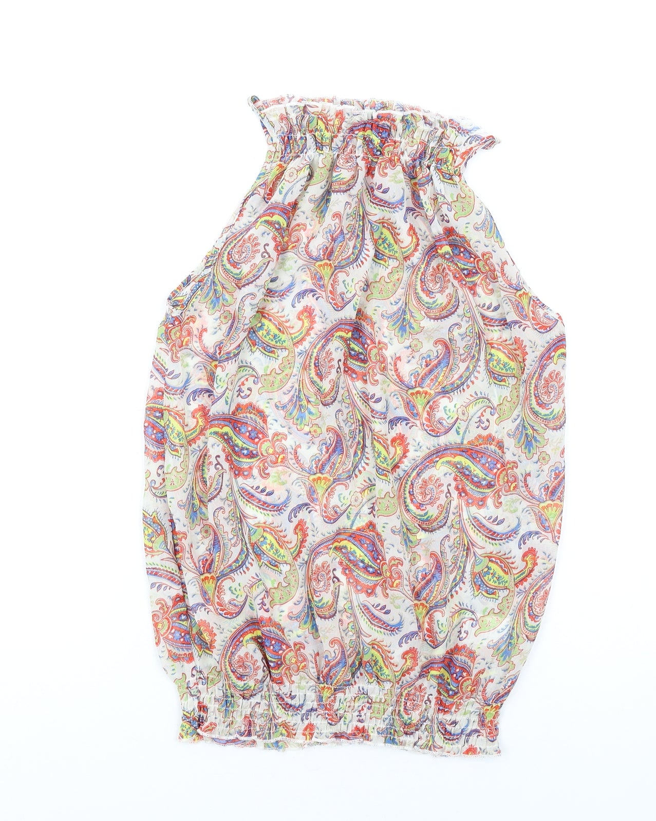 Select Womens Multicoloured Paisley Polyester Camisole Tank Size 12 Mock Neck