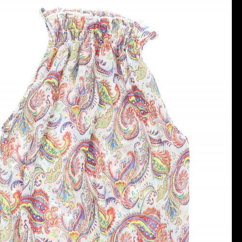Select Womens Multicoloured Paisley Polyester Camisole Tank Size 12 Mock Neck