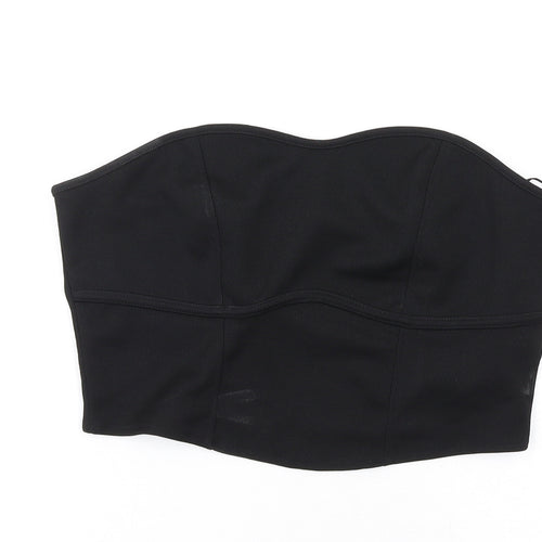 H&M Womens Black Polyester Cropped T-Shirt Size M Sweetheart