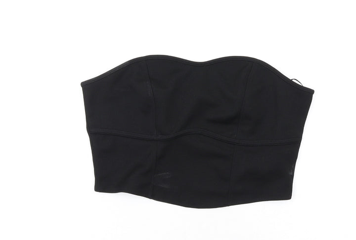 H&M Womens Black Polyester Cropped T-Shirt Size M Sweetheart