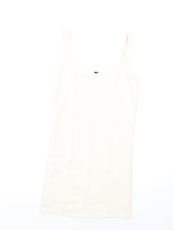 Stradivarius Womens Ivory Polyester Bodycon Size M Sweetheart Pullover