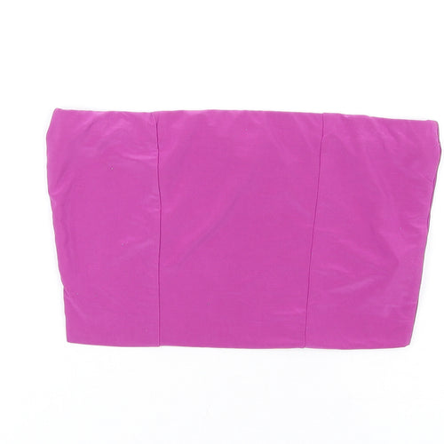 PRETTYLITTLETHING Womens Purple Polyester Cropped T-Shirt Size 8 Square Neck