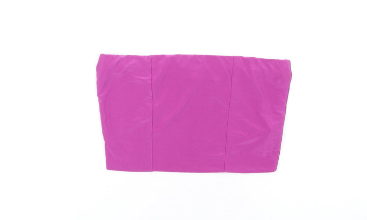 PRETTYLITTLETHING Womens Purple Polyester Cropped T-Shirt Size 8 Square Neck