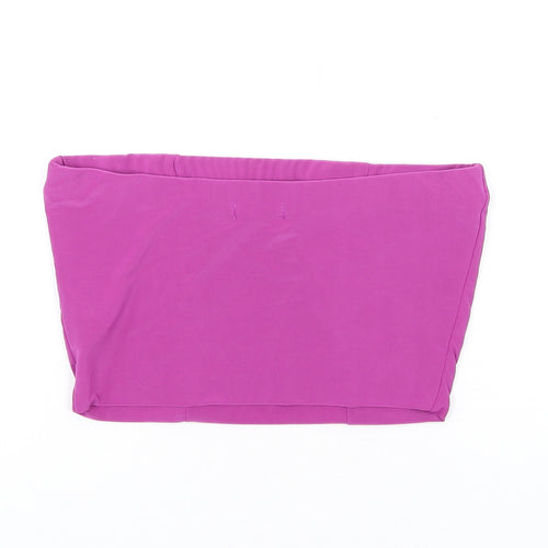 PRETTYLITTLETHING Womens Purple Polyester Cropped T-Shirt Size 8 Square Neck