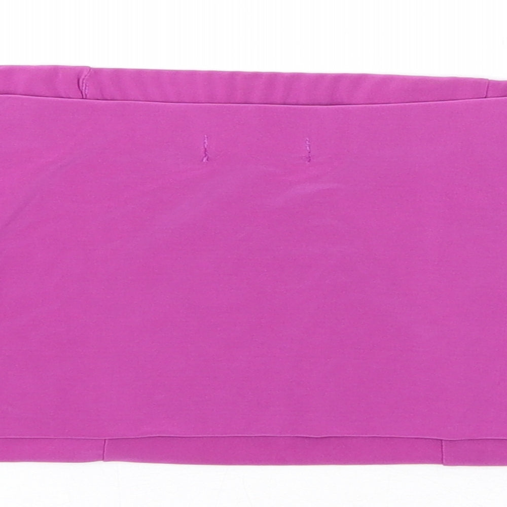 PRETTYLITTLETHING Womens Purple Polyester Cropped T-Shirt Size 8 Square Neck