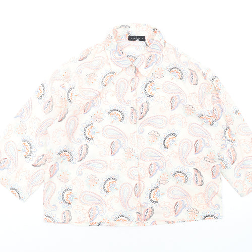 Exhibit Womens Multicoloured Paisley Polyester Basic Button-Up Size 12 Collared