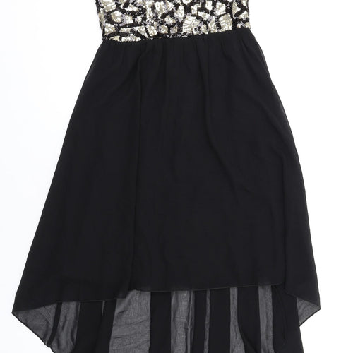 Quiz Womens Black Polyester Fit & Flare Size 10 Sweetheart Pullover - Sequins