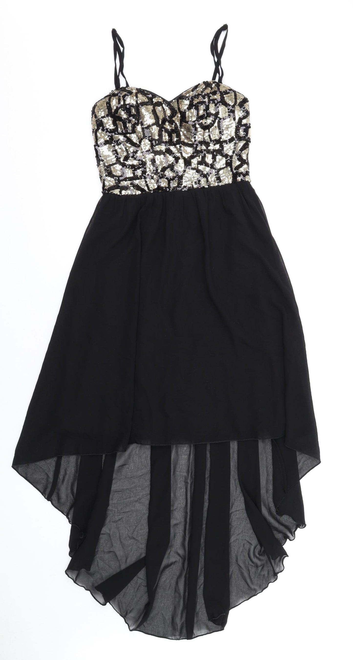 Quiz Womens Black Polyester Fit & Flare Size 10 Sweetheart Pullover - Sequins