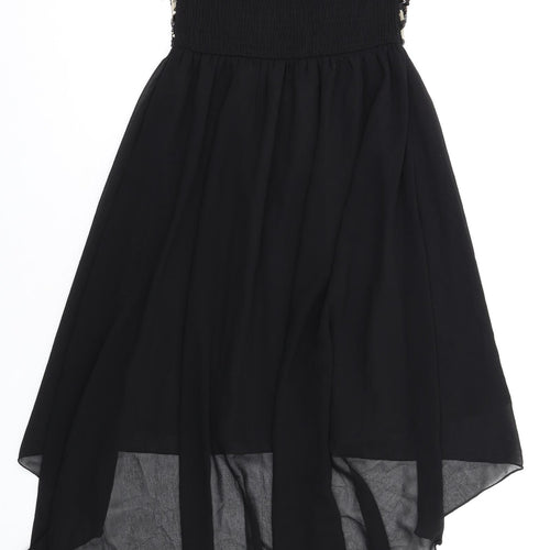 Quiz Womens Black Polyester Fit & Flare Size 10 Sweetheart Pullover - Sequins