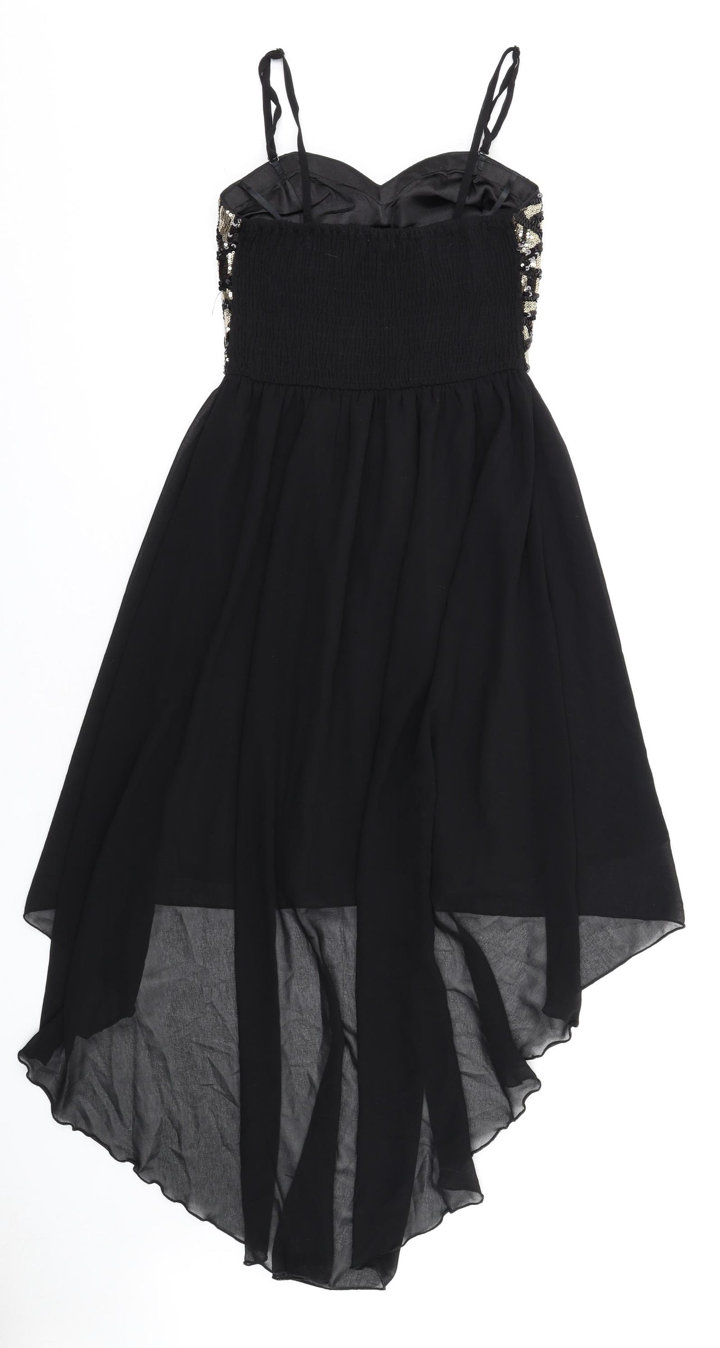 Quiz Womens Black Polyester Fit & Flare Size 10 Sweetheart Pullover - Sequins