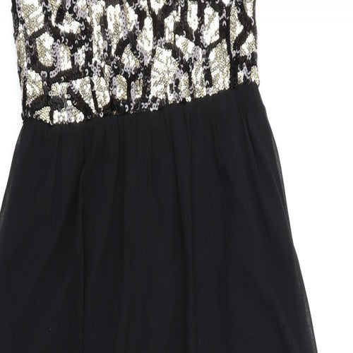 Quiz Womens Black Polyester Fit & Flare Size 10 Sweetheart Pullover - Sequins