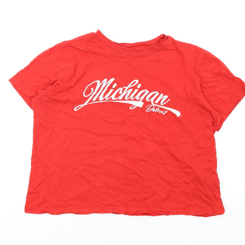 H&M Womens Red Cotton Camisole T-Shirt Size M Round Neck